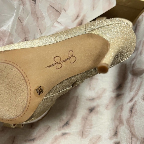 Jessica Simpson Cicee Stiletto Western Boots Champagne Micro Flash Sz 7 Sparkle - Picture 7 of 8